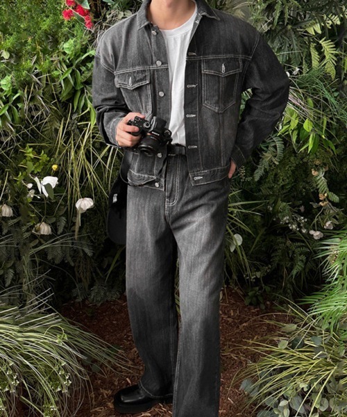 NOWLE（ノウル）の「【NOWLE】ヴィンテージ ウォッシュ デニム ショート ジャケット（デニムジャケット・メンズ・ブラック・MEDIUM/LARGE/X-LARGE）」の21枚目の写真