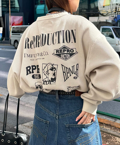 RePRODUCTION LABEL(リプロダクションレーベル)の「【RePRODUCTION LABEL / リプロダクションレーベル】ラウンドカットサーマルロンT(Tシャツ/カットソー・レディース・チャコールグレー/アイボリー・FREE)」の14枚目の写真