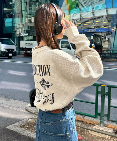 RePRODUCTION LABEL(リプロダクションレーベル)の「【RePRODUCTION LABEL / リプロダクションレーベル】ラウンドカットサーマルロンT(Tシャツ/カットソー・レディース・チャコールグレー/アイボリー・FREE)」の15枚目の写真