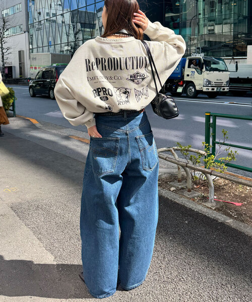 RePRODUCTION LABEL(リプロダクションレーベル)の「【RePRODUCTION LABEL / リプロダクションレーベル】ラウンドカットサーマルロンT(Tシャツ/カットソー・レディース・チャコールグレー/アイボリー・FREE)」の6枚目の写真