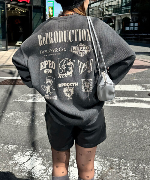 RePRODUCTION LABEL(リプロダクションレーベル)の「【RePRODUCTION LABEL / リプロダクションレーベル】ラウンドカットサーマルロンT(Tシャツ/カットソー・レディース・チャコールグレー/アイボリー・FREE)」の7枚目の写真