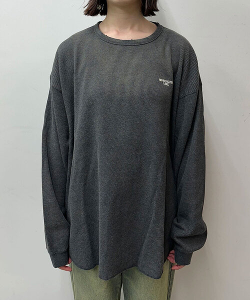 RePRODUCTION LABEL(リプロダクションレーベル)の「【RePRODUCTION LABEL / リプロダクションレーベル】ラウンドカットサーマルロンT(Tシャツ/カットソー・レディース・チャコールグレー/アイボリー・FREE)」の19枚目の写真