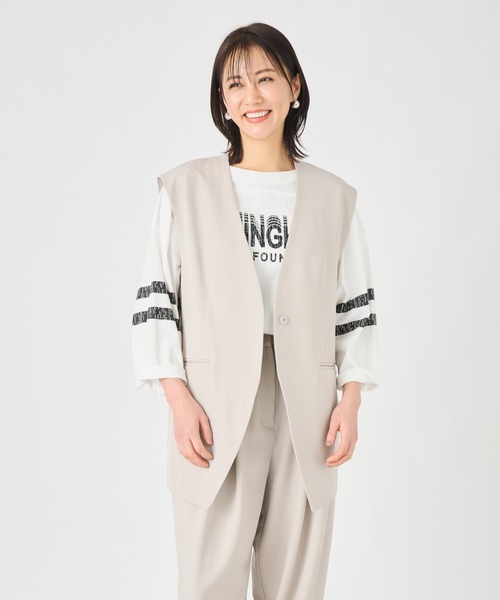 ever closet(エバークローゼット)の「ミドルジレ(ベスト・レディース・ブラック/ベージュ・FREE)」の1枚目の写真