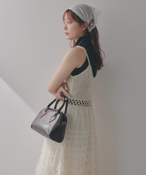 ECREL（エクレール）の「チュールティアードクロシェキャミワンピース（ワンピース・レディース・ベージュ/ホワイト・FREE）」の14枚目の写真