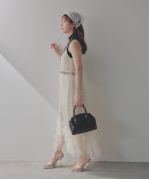 ECREL（エクレール）の「チュールティアードクロシェキャミワンピース（ワンピース・レディース・ベージュ/ホワイト・FREE）」の16枚目の写真