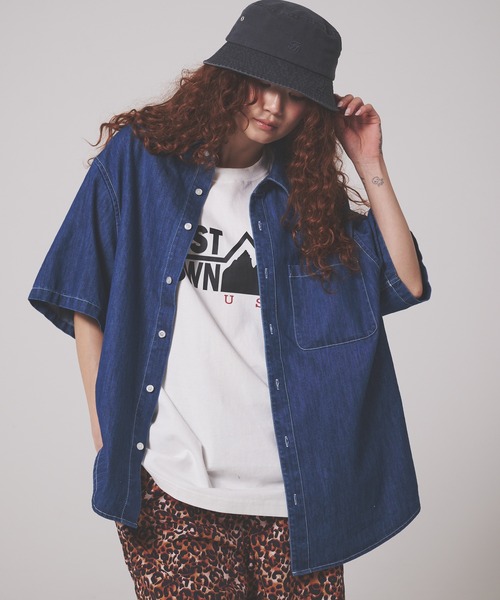 FIRST DOWN（ファーストダウン）の「デニム ショートスリーブ シャツ（シャツ/ブラウス・メンズ・ライトブルー/ブラック/インディゴブルー・XL/L/M）」の12枚目の写真