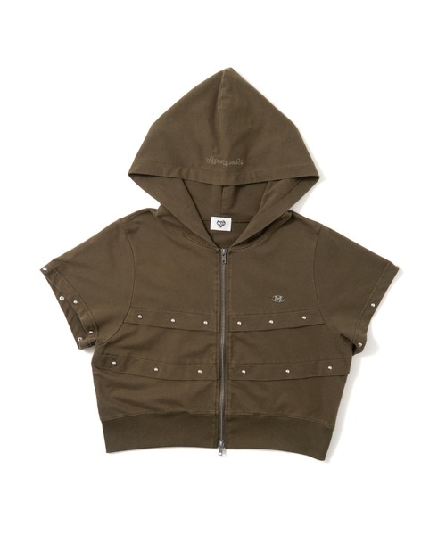 HTH(エイチティーエイチ)の「short sleeve zip hoodie(パーカー・レディース・ブルー/グレー/カーキ・フリー)」の2枚目の写真