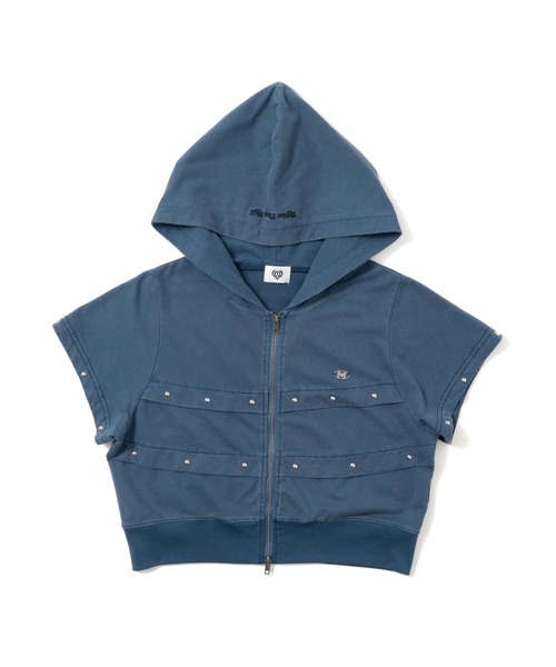 HTH(エイチティーエイチ)の「short sleeve zip hoodie(パーカー・レディース・ブルー/グレー/カーキ・フリー)」の3枚目の写真