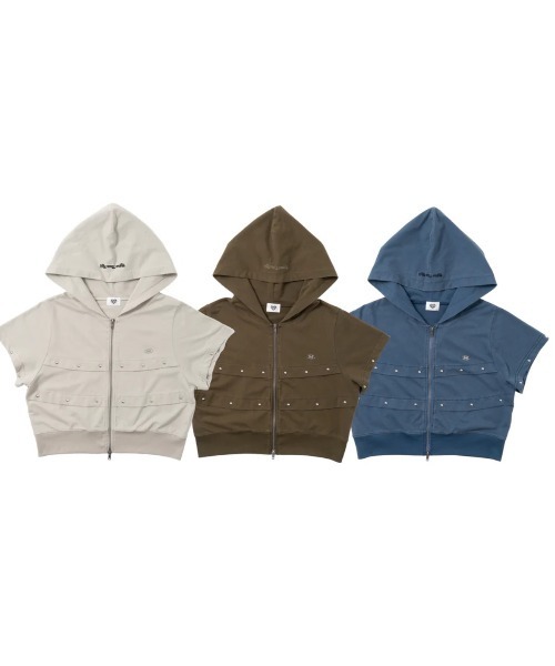 HTH(エイチティーエイチ)の「short sleeve zip hoodie(パーカー・レディース・ブルー/グレー/カーキ・フリー)」の10枚目の写真