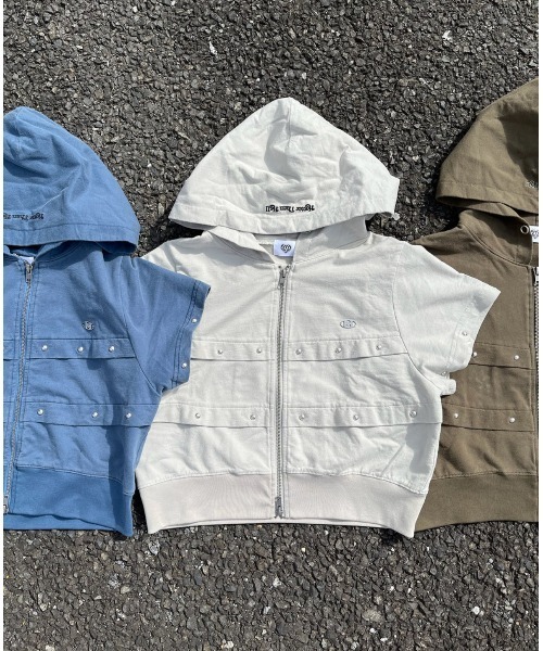 HTH(エイチティーエイチ)の「short sleeve zip hoodie(パーカー・レディース・ブルー/グレー/カーキ・フリー)」の16枚目の写真