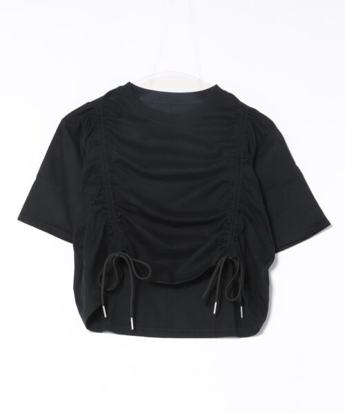 STYLEBLOCK（スタイルブロック）の「天竺ドロストTシャツ（Tシャツ/カットソー・レディース・ライトブルー/ホワイト系その他/ブラック/ホワイト・M）」の3枚目の写真