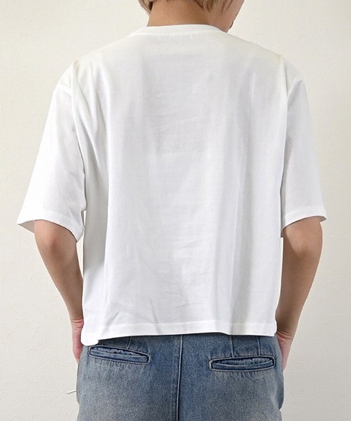 STYLEBLOCK（スタイルブロック）の「天竺ドロストTシャツ（Tシャツ/カットソー・レディース・ライトブルー/ホワイト系その他/ブラック/ホワイト・M）」の7枚目の写真