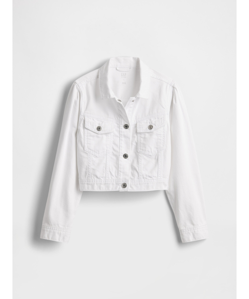 GAP(ギャップ)の「クロップド デニムジャケットホワイトデニムジャケット (キッズ)(デニムジャケット・キッズ・オフホワイト・130cm/140cm/160cm/150cm/120cm/110cm)」の2枚目の写真