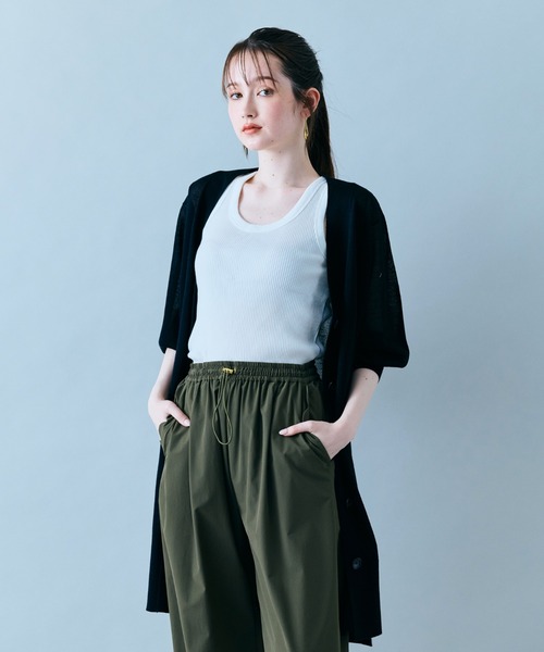 Audie a Muses(オーディアミューズ)の「シアーロングカーディガン(カーディガン/ボレロ・レディース・ベージュ/オフホワイト/ブラック・38/42)」の2枚目の写真