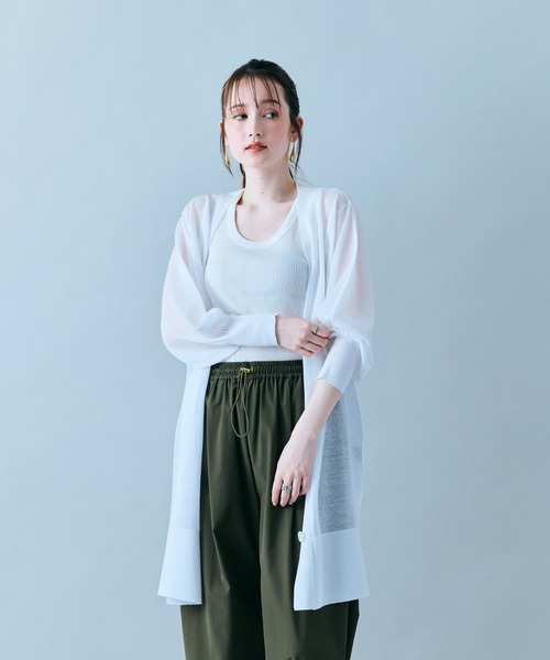 Audie a Muses(オーディアミューズ)の「シアーロングカーディガン(カーディガン/ボレロ・レディース・ベージュ/オフホワイト/ブラック・38/42)」の10枚目の写真