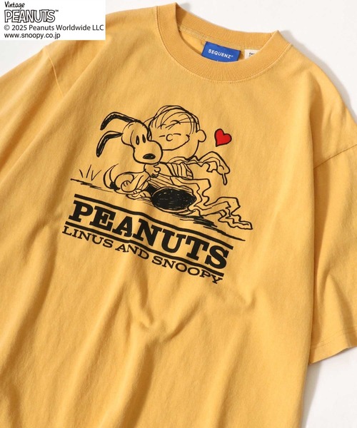 PEANUTS(ピーナッツ)の「PEANUTS SNOOPY(ピーナッツ スヌーピー)ヴィンテージライク キャラクターハートプリント メンズ レディース ユニセックス(Tシャツ/カットソー・メンズ・ミント/ラベンダー/ブラック/グレー/ライトオレンジ系・M/L/LL)」の5枚目の写真