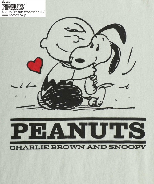PEANUTS(ピーナッツ)の「PEANUTS SNOOPY(ピーナッツ スヌーピー)ヴィンテージライク キャラクターハートプリント メンズ レディース ユニセックス(Tシャツ/カットソー・メンズ・ミント/ラベンダー/ブラック/グレー/ライトオレンジ系・M/L/LL)」の12枚目の写真