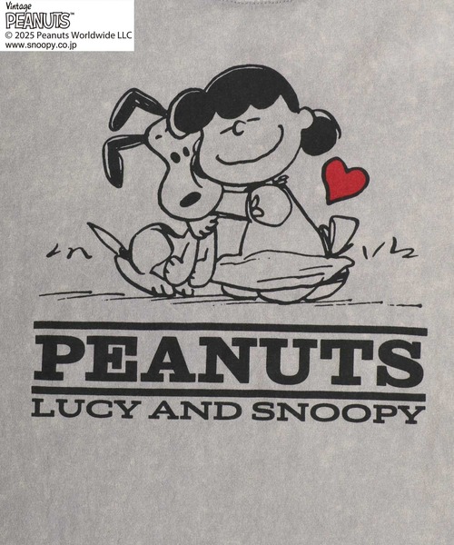 PEANUTS(ピーナッツ)の「PEANUTS SNOOPY(ピーナッツ スヌーピー)ヴィンテージライク キャラクターハートプリント メンズ レディース ユニセックス(Tシャツ/カットソー・メンズ・ミント/ラベンダー/ブラック/グレー/ライトオレンジ系・M/L/LL)」の16枚目の写真