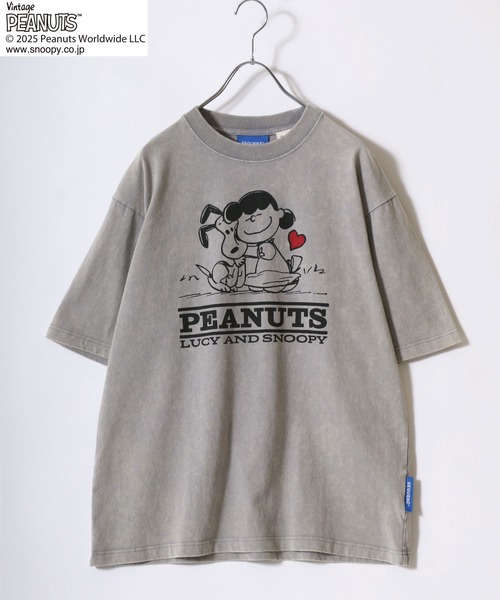 PEANUTS(ピーナッツ)の「PEANUTS SNOOPY(ピーナッツ スヌーピー)ヴィンテージライク キャラクターハートプリント メンズ レディース ユニセックス(Tシャツ/カットソー・メンズ・ミント/ラベンダー/ブラック/グレー/ライトオレンジ系・M/L/LL)」の18枚目の写真