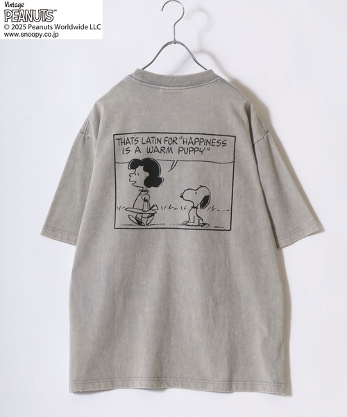 PEANUTS(ピーナッツ)の「PEANUTS SNOOPY(ピーナッツ スヌーピー)ヴィンテージライク キャラクターハートプリント メンズ レディース ユニセックス(Tシャツ/カットソー・メンズ・ミント/ラベンダー/ブラック/グレー/ライトオレンジ系・M/L/LL)」の17枚目の写真