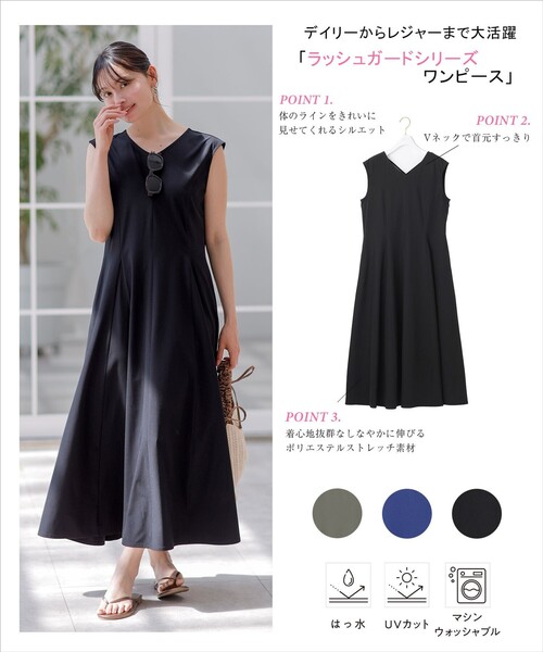 ANY SIS(エニィスィス)の「ラッシュガードシリーズ ワンピース(ワンピース・レディース・ブルー系/カーキ系/ブラック系・4)」の6枚目の写真