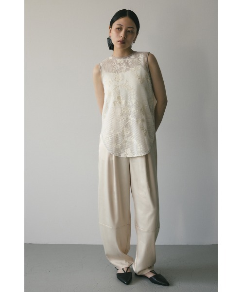 STYLEMIXER（スタイルミキサー）の「2WAYラティスレースリボントップ（タンクトップ・レディース・ブラウン/アイボリー・FREE）」の4枚目の写真