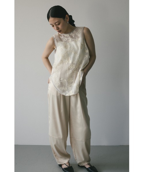 STYLEMIXER（スタイルミキサー）の「2WAYラティスレースリボントップ（タンクトップ・レディース・ブラウン/アイボリー・FREE）」の5枚目の写真