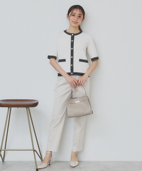 index（インデックス）の「バイカラークルーネックカーディガン/オーガニックコットン混【UV/洗濯機洗い可】（カーディガン/ボレロ・レディース・ベージュ系その他7/ホワイト系7/ブラック系4/ブルー系9・40/38/42/36）」の8枚目の写真