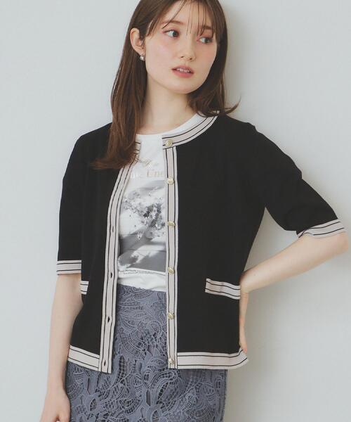 index（インデックス）の「バイカラークルーネックカーディガン/オーガニックコットン混【UV/洗濯機洗い可】（カーディガン/ボレロ・レディース・ベージュ系その他7/ホワイト系7/ブラック系4/ブルー系9・40/38/42/36）」の10枚目の写真