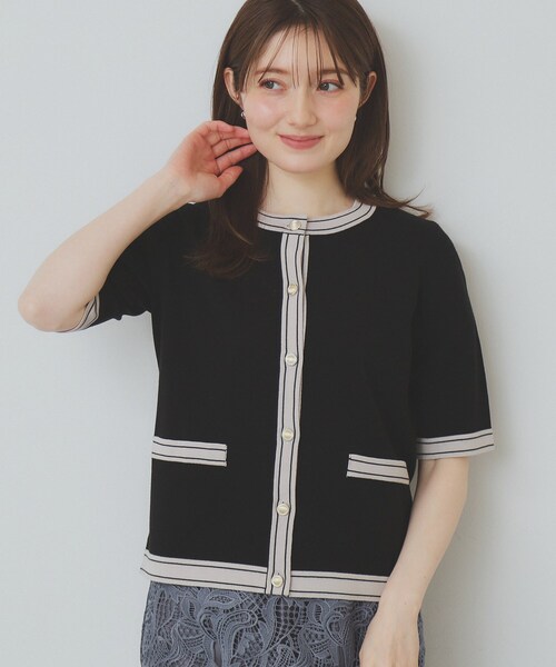 index（インデックス）の「バイカラークルーネックカーディガン/オーガニックコットン混【UV/洗濯機洗い可】（カーディガン/ボレロ・レディース・ベージュ系その他7/ホワイト系7/ブラック系4/ブルー系9・40/38/42/36）」の11枚目の写真