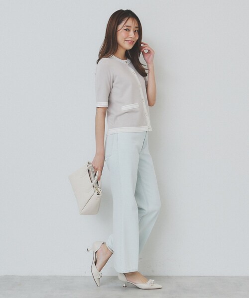 index（インデックス）の「バイカラークルーネックカーディガン/オーガニックコットン混【UV/洗濯機洗い可】（カーディガン/ボレロ・レディース・ベージュ系その他7/ホワイト系7/ブラック系4/ブルー系9・40/38/42/36）」の17枚目の写真