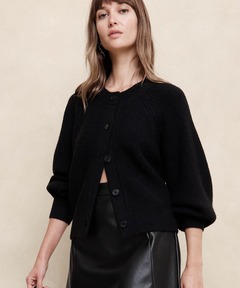 VIRINA ローラカーディガン ブラック XS/Sサイズ バルーンスリーブ 軽い着心地と珍しい撥水ニットで人気の”ローラシリーズ”からカーデと