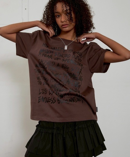 ESC STUDIO（イーエスシースタジオ）の「【ESC STUDIO】graffiti t-shirt（Tシャツ/カットソー・メンズ・ブラック/ホワイト/ブラウン・ONE SIZE）」の3枚目の写真