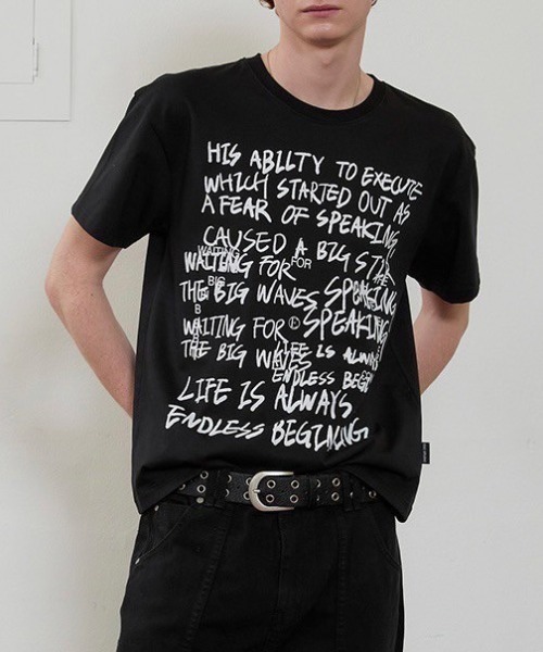 ESC STUDIO（イーエスシースタジオ）の「【ESC STUDIO】graffiti t-shirt（Tシャツ/カットソー・メンズ・ブラック/ホワイト/ブラウン・ONE SIZE）」の2枚目の写真