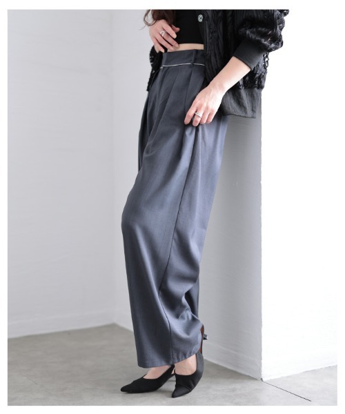 Sawa a la mode（サワアラモード）の「ツータックスラックスハイウエストパンツ（スラックス・レディース・ベージュ/チャコールグレー・FREE）」の4枚目の写真