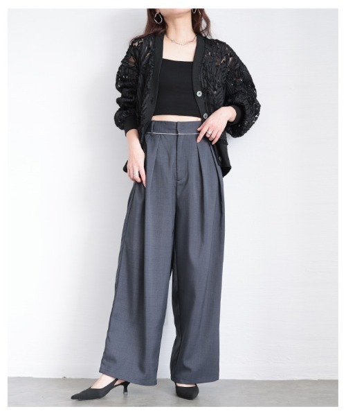 Sawa a la mode（サワアラモード）の「ツータックスラックスハイウエストパンツ（スラックス・レディース・ベージュ/チャコールグレー・FREE）」の5枚目の写真