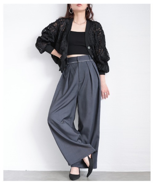 Sawa a la mode（サワアラモード）の「ツータックスラックスハイウエストパンツ（スラックス・レディース・ベージュ/チャコールグレー・FREE）」の8枚目の写真