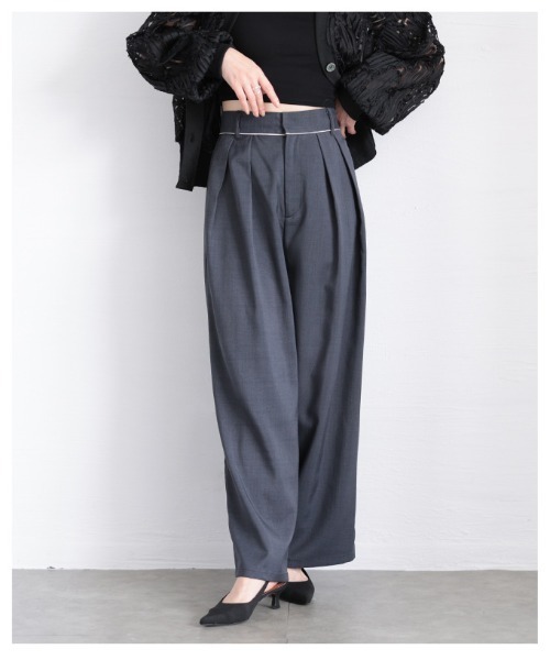 Sawa a la mode（サワアラモード）の「ツータックスラックスハイウエストパンツ（スラックス・レディース・ベージュ/チャコールグレー・FREE）」の9枚目の写真