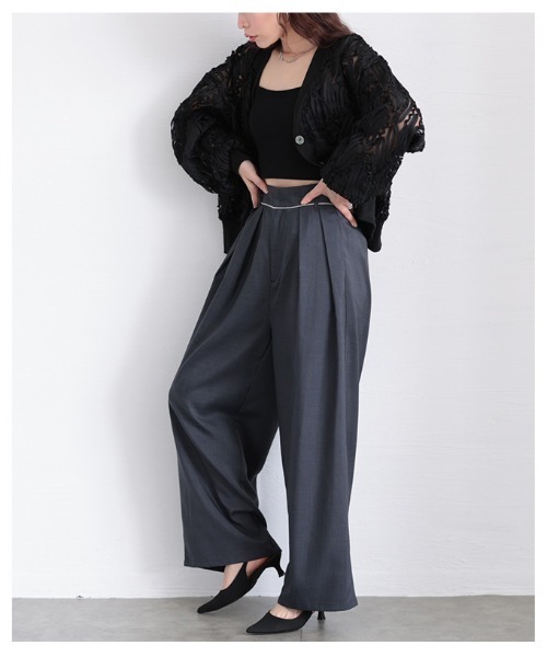 Sawa a la mode（サワアラモード）の「ツータックスラックスハイウエストパンツ（スラックス・レディース・ベージュ/チャコールグレー・FREE）」の10枚目の写真