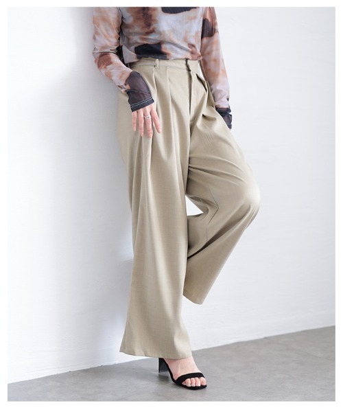 Sawa a la mode（サワアラモード）の「ツータックスラックスハイウエストパンツ（スラックス・レディース・ベージュ/チャコールグレー・FREE）」の14枚目の写真