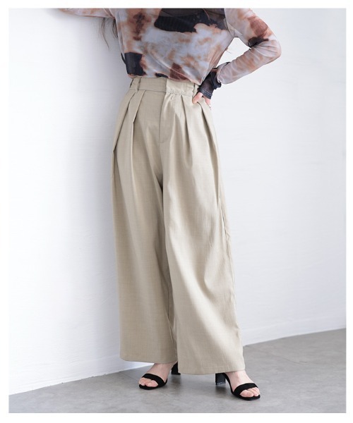 Sawa a la mode（サワアラモード）の「ツータックスラックスハイウエストパンツ（スラックス・レディース・ベージュ/チャコールグレー・FREE）」の16枚目の写真