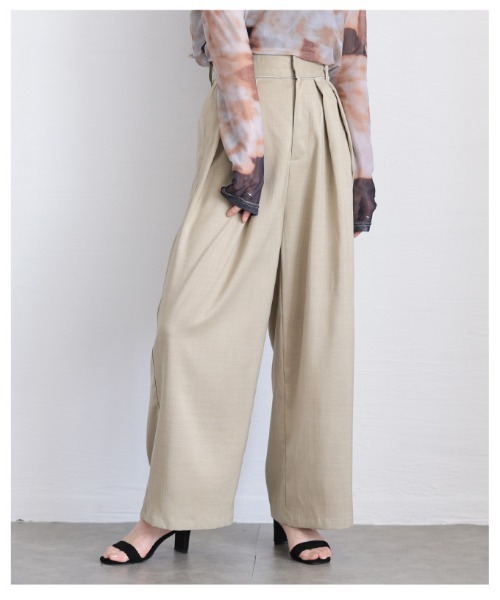 Sawa a la mode（サワアラモード）の「ツータックスラックスハイウエストパンツ（スラックス・レディース・ベージュ/チャコールグレー・FREE）」の17枚目の写真