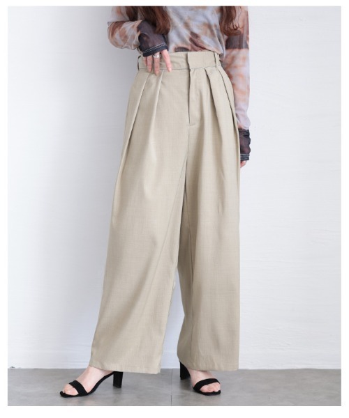 Sawa a la mode（サワアラモード）の「ツータックスラックスハイウエストパンツ（スラックス・レディース・ベージュ/チャコールグレー・FREE）」の21枚目の写真