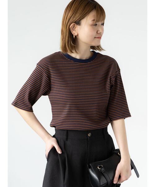 Lugnoncure（ルノンキュール）の「配色リブボーダートップス（その他トップス・レディース・グリーン/ブラウン/グレー/オフホワイト・F）」の7枚目の写真