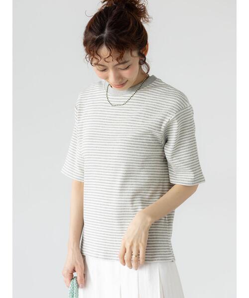Lugnoncure（ルノンキュール）の「配色リブボーダートップス（その他トップス・レディース・グリーン/ブラウン/グレー/オフホワイト・F）」の10枚目の写真