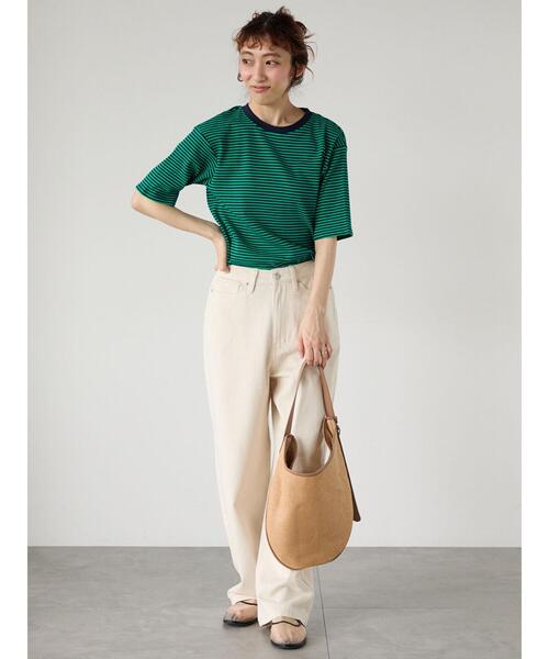 Lugnoncure（ルノンキュール）の「配色リブボーダートップス（その他トップス・レディース・グリーン/ブラウン/グレー/オフホワイト・F）」の14枚目の写真