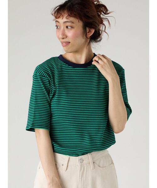 Lugnoncure（ルノンキュール）の「配色リブボーダートップス（その他トップス・レディース・グリーン/ブラウン/グレー/オフホワイト・F）」の16枚目の写真