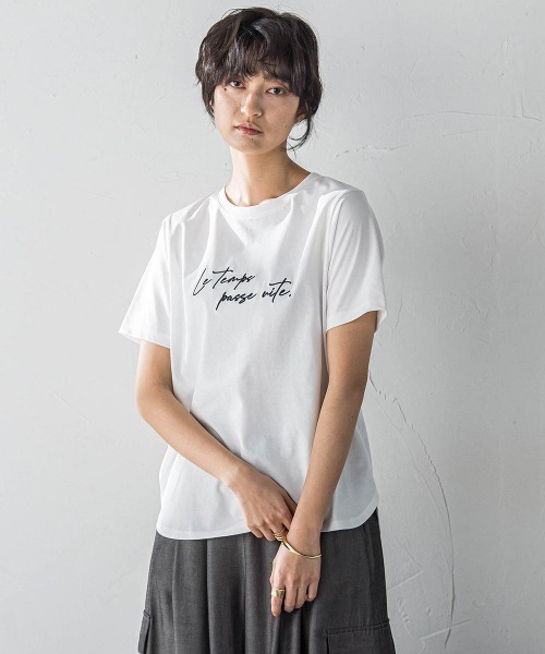 MAYSON GREY（メイソングレイ）の「ハンドメッセージ刺繍ロゴTシャツ≪洗濯機で洗える≫（Tシャツ/カットソー・レディース・ブルー/チャコールグレー/ホワイト・M）」の20枚目の写真