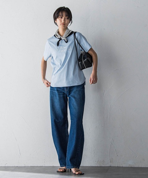 MAYSON GREY（メイソングレイ）の「ハンドメッセージ刺繍ロゴTシャツ≪洗濯機で洗える≫（Tシャツ/カットソー・レディース・ブルー/チャコールグレー/ホワイト・M）」の13枚目の写真