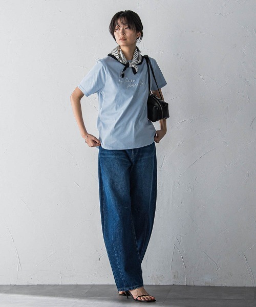 MAYSON GREY（メイソングレイ）の「ハンドメッセージ刺繍ロゴTシャツ≪洗濯機で洗える≫（Tシャツ/カットソー・レディース・ブルー/チャコールグレー/ホワイト・M）」の14枚目の写真